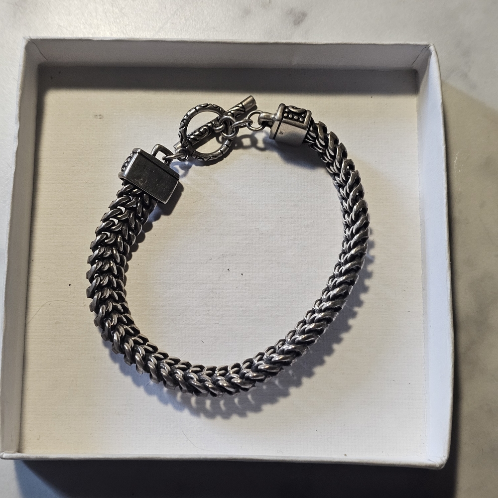 Sterling Silver Braided Chain Bracelet - Silver